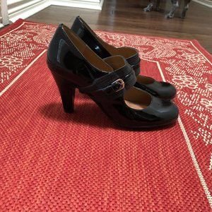 Black Sofft patent leather heels